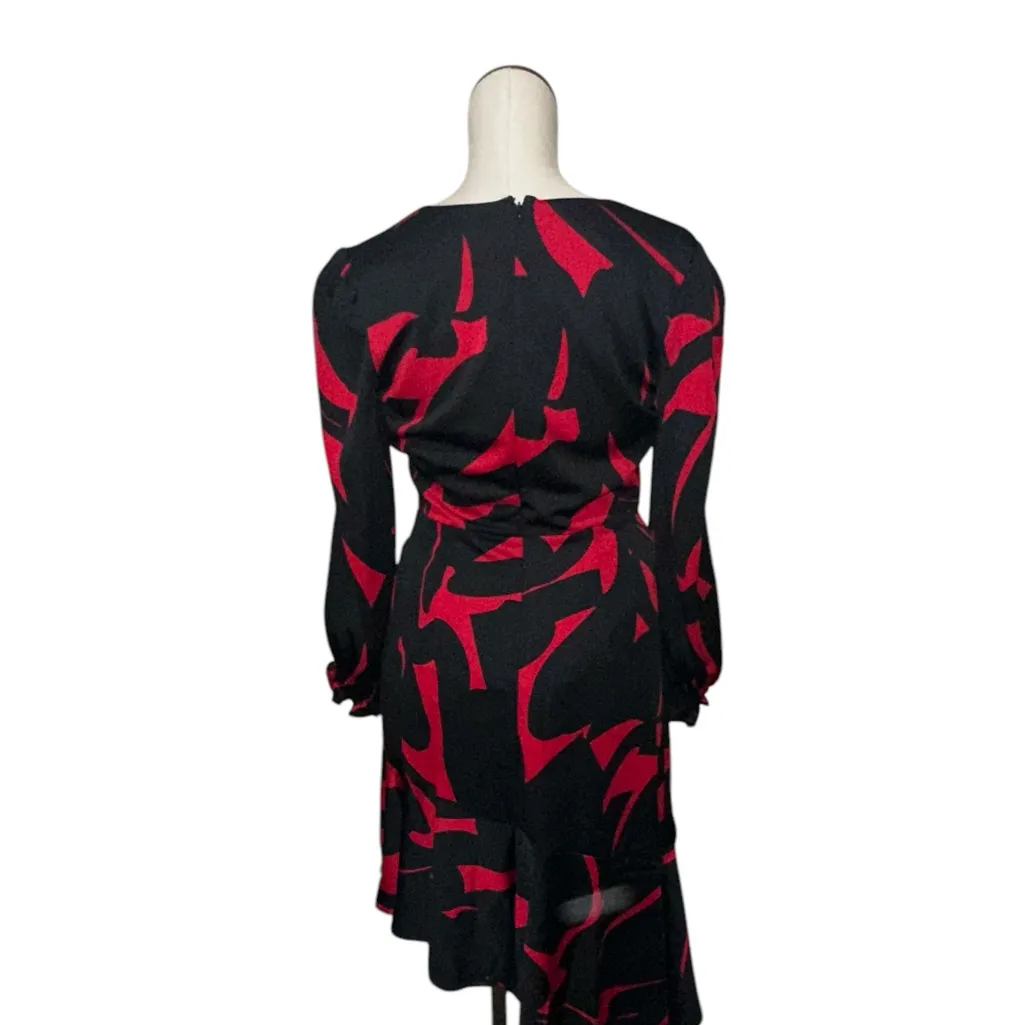 NWT DKNY Surplice V-Neck Long Balloon Sleeve Asymmetrical Hem Dress - Image 8