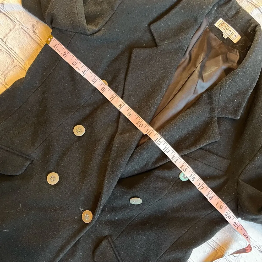 Vintage Made in USA Wool/cashmere blend Blazer Shoulder Pads Medium Double Black - Image 3