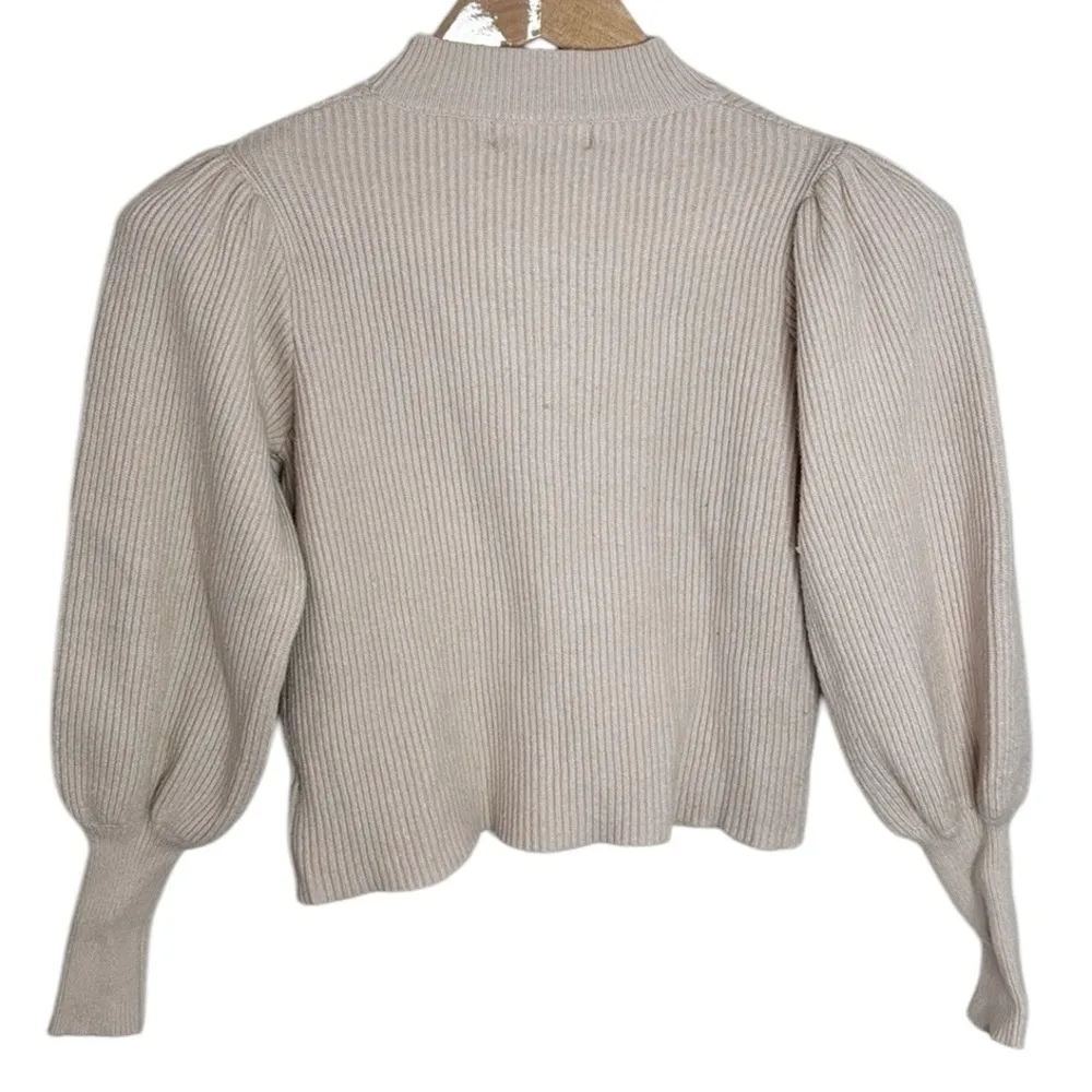 Lulus Eugenie Balloon Sleeve Mock-Neck Sweater Cream  Size M - Image 3