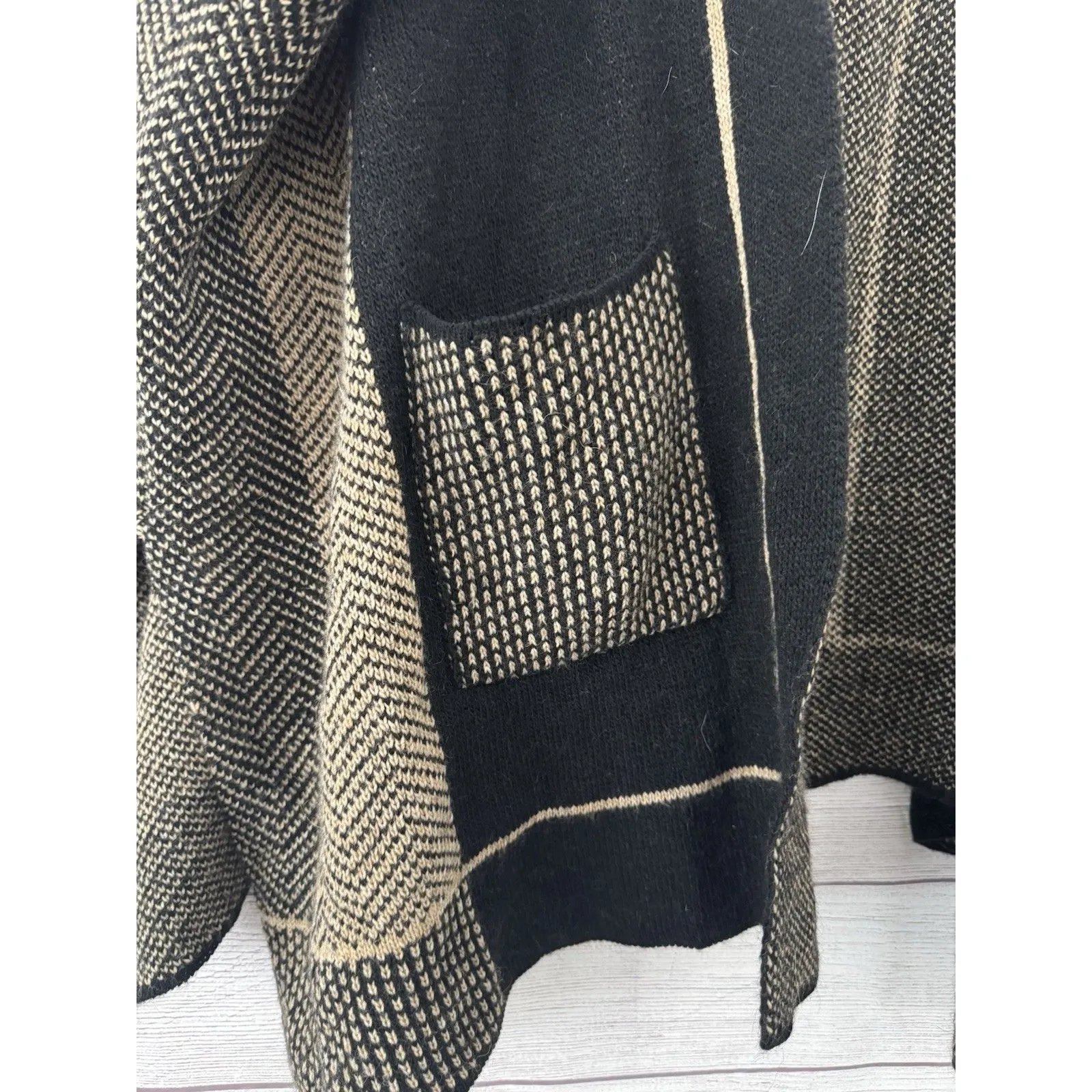 Cocogio Sweater Cardigan Open Hoodie Women Black Wool Blend Made In Italy Wool Size 0 - Image 5