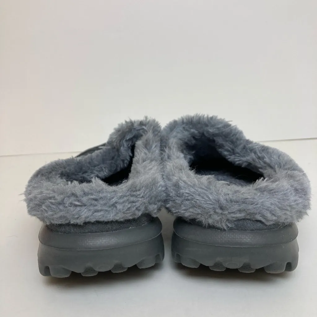 Skechers Memory Foam Fit Gray Suede Faux Fur Lined Mule Slippers - Image 7