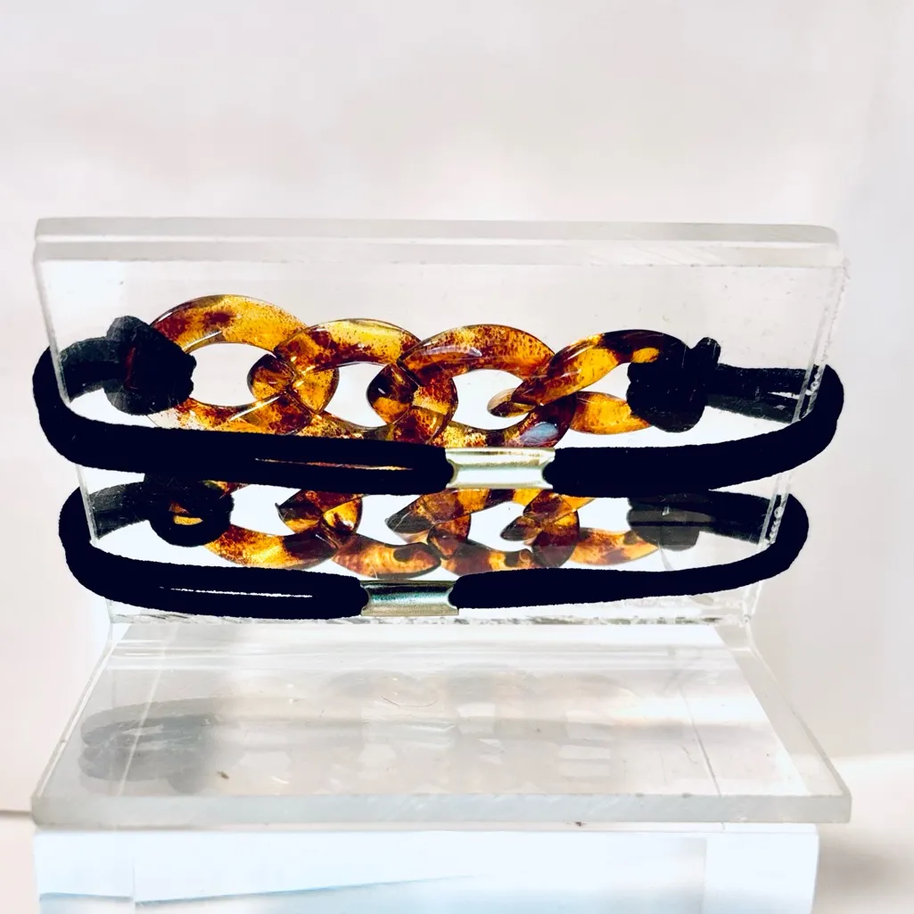 NEW - Anthropologie 2PC Tortoise Shell Chain Link Boho Chic Hair Elastic Ties - Image 4