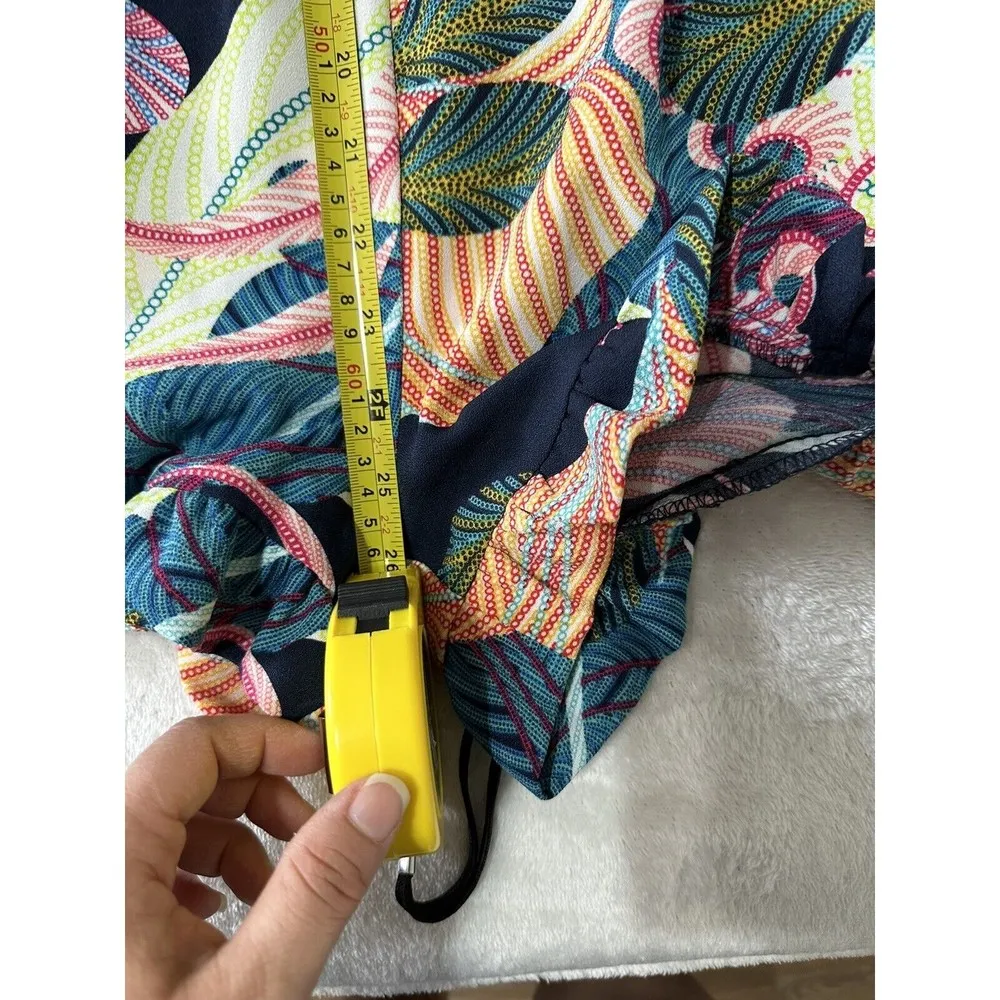 Nicole Miller Studio Off The Shoulder Floral Romper Ruffle Hem Size 6 - Image 7