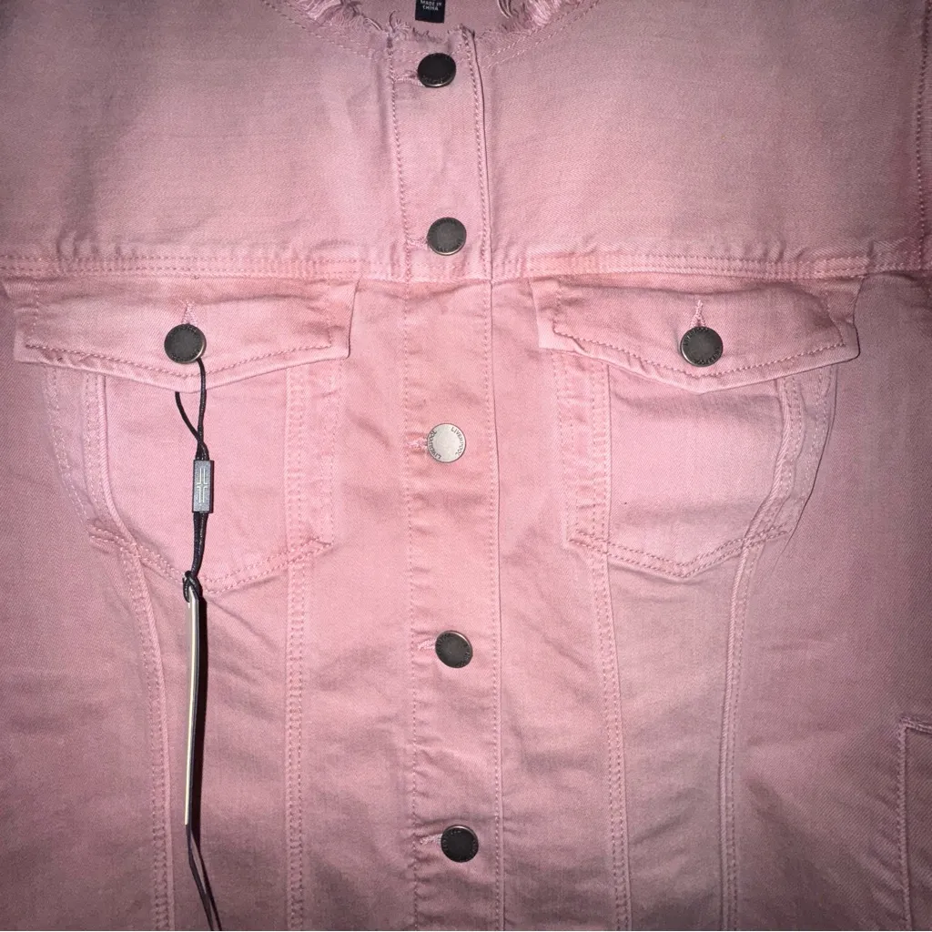 Liverpool women’s Aster‎ Mauve pink jean denim jacket Frey hem size Petite XL - Image 4