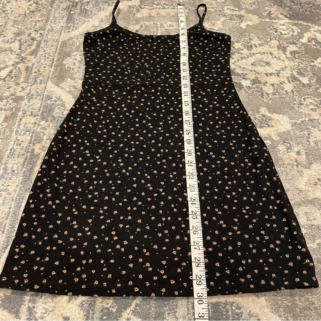 Brandy Melville  Black Mini Dress with Pink Floral Pattern - Image 4
