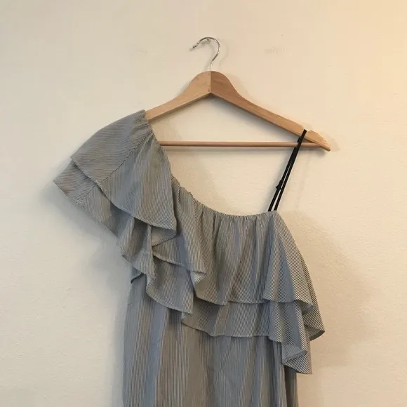 Splendid One Shoulder Ruffled Stripe Mini‎ Dress M - Image 4
