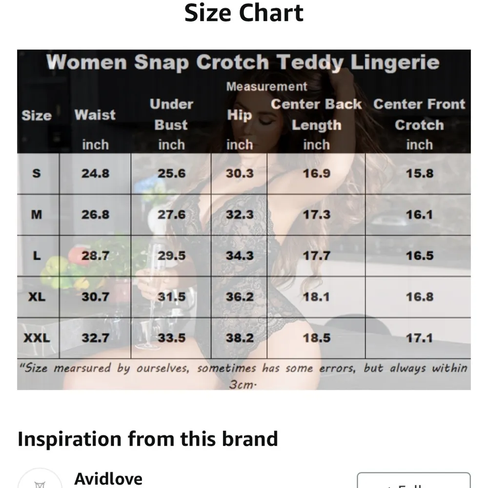 Avidlove  One Piece Snap Crotch Teddy Bodysuit Contrast Lace Mini Babydoll Small - Image 12