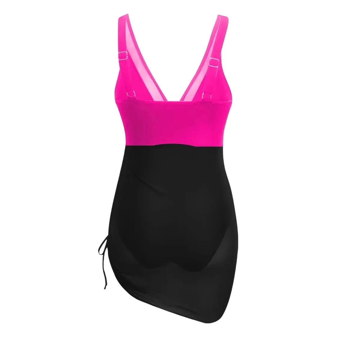 Mesh Ruched Swimdress One Piece Hot Pink Black Women Plus Size XXL‎ NWOT - Image 2