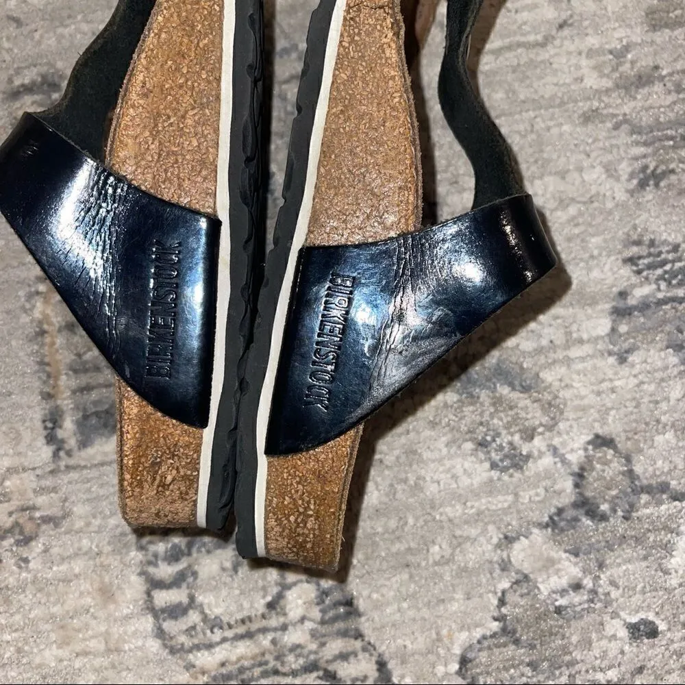 Birkenstock Gizeh Black Patent Birko Flor Thong Sandals Sz 37 US Sz 6-6.5 - Image 5