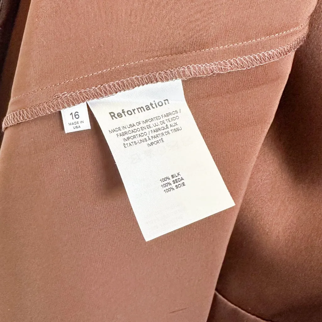 Reformation | Frankie 100% Silk Maxi Slip Es Dress in Brown‎ Plus Size 16 - Image 10