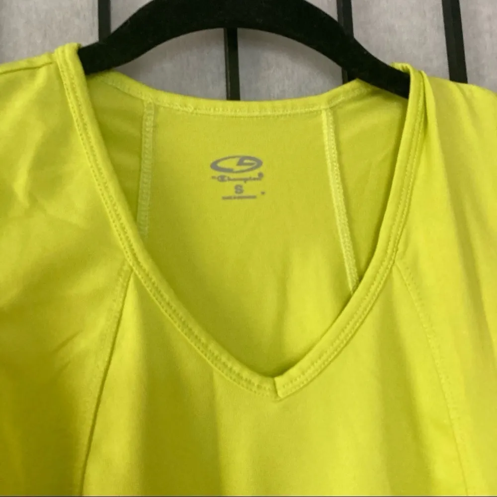 Champion Athletic Workout V-Neck Sleeveless Tank Top Fluorescent Yellow Small - Image 3