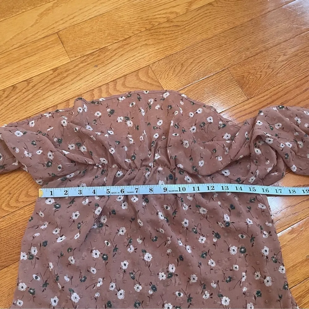 VERONICA M. Mauve Floral Off The Shoulders Blouse Top Neutral Browns Size Small - Image 8