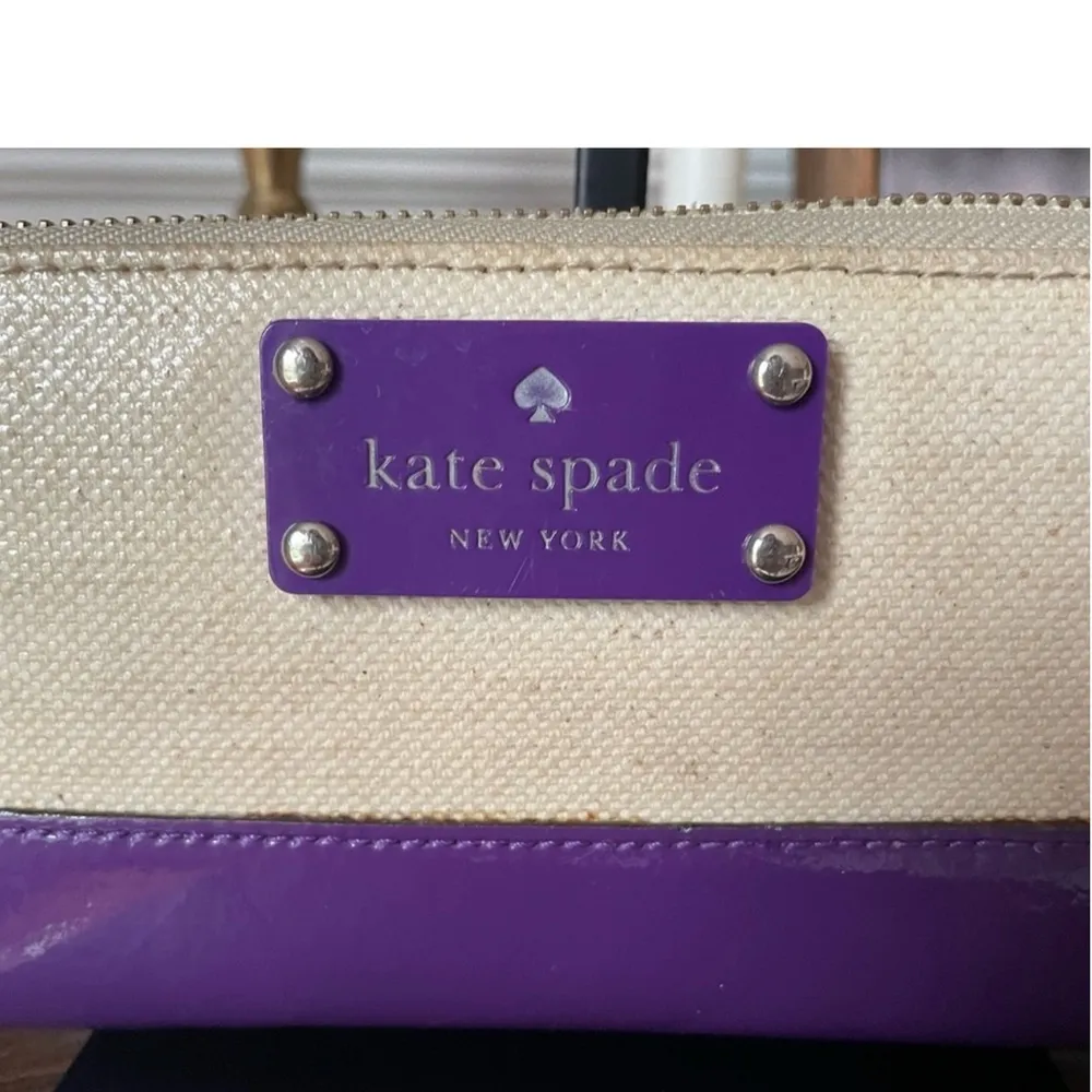 Kate Spade Palm Groves Wallet Trimmed with Purple Patent Leather - Image 3