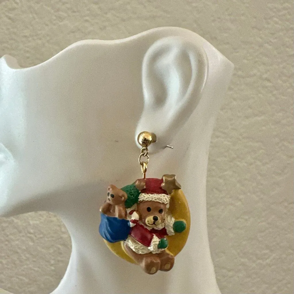 Vintage Christmas Teddy Bear Earrings - Image 4