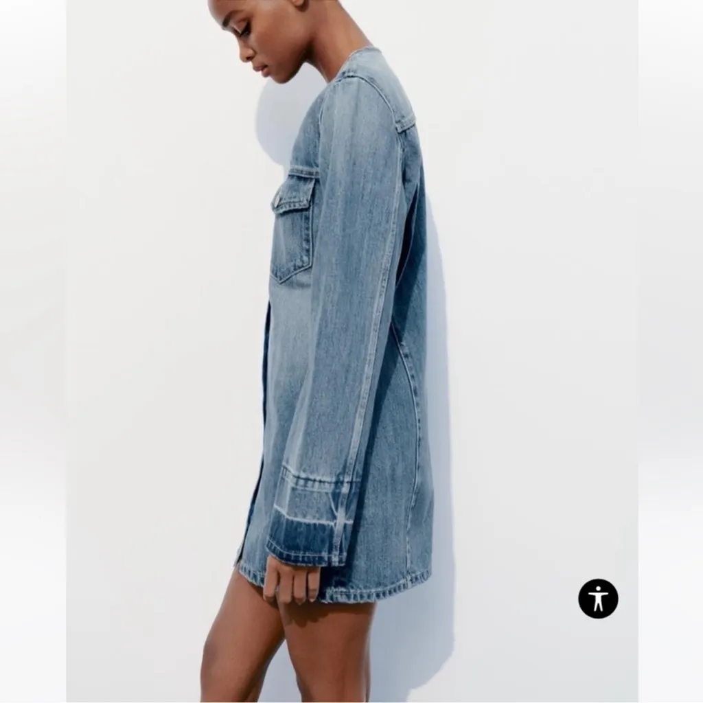 Zara Blue Denim Mini Dress - Image 11