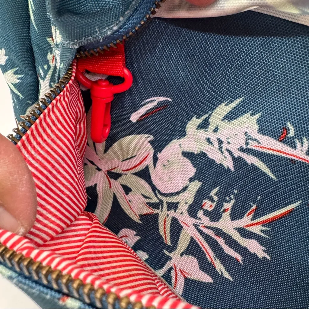 Herschel Supply Co Floral Print Backpack Blue Zip Front Pocket Casual School Bag - Image 11