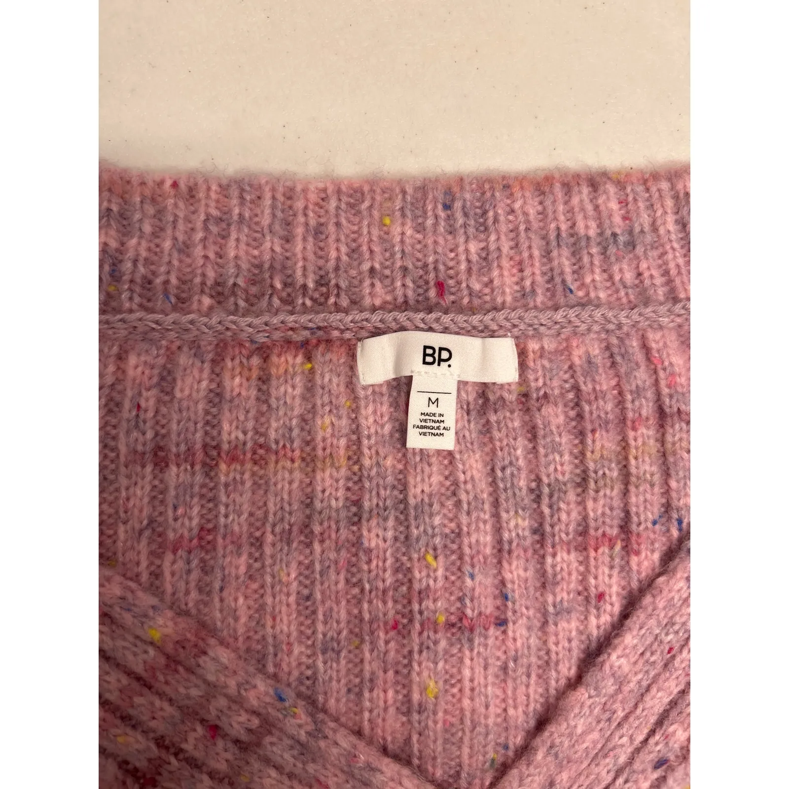 BP Space Dye V-Neck Crop Rib Cardigan - Pink Multi Spacedye in Size M. NWOT - Image 5