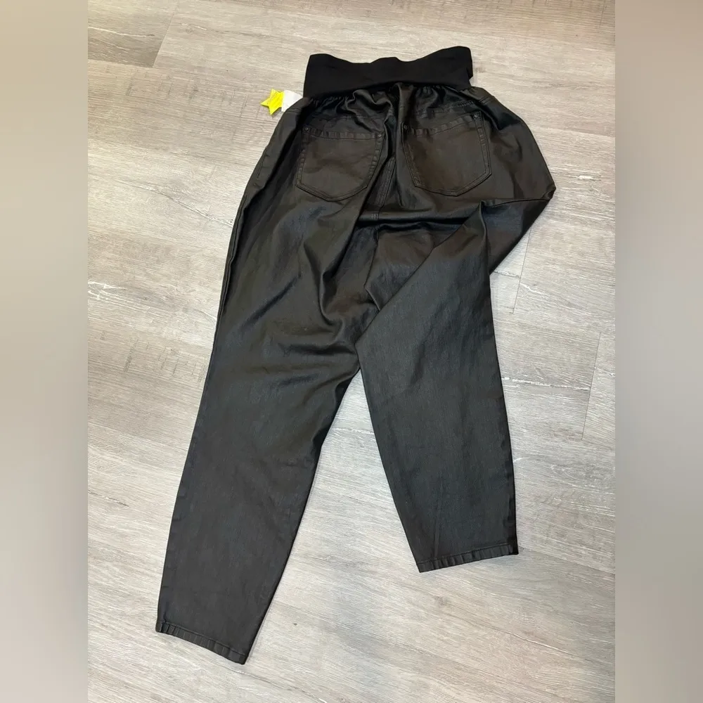 Women’s Maternity Black Faux Leather Pants Size 2X NWT - Image 2
