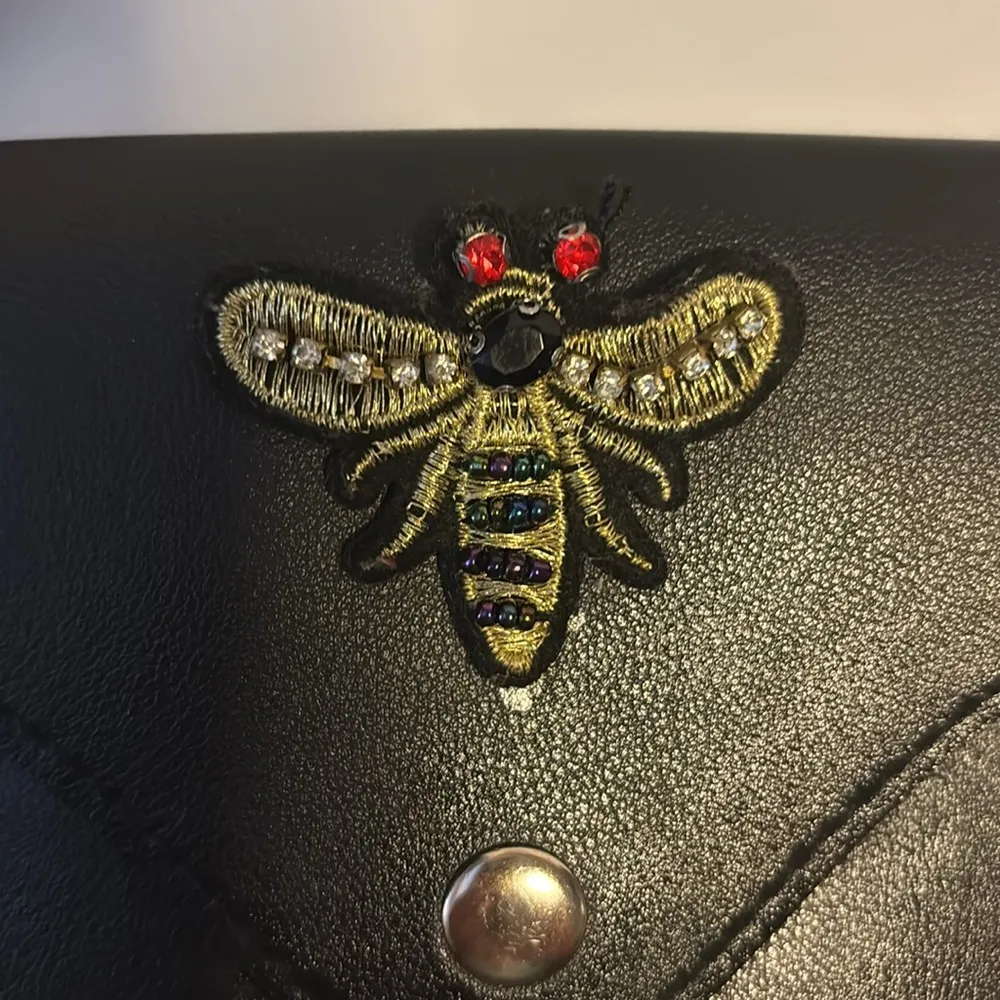 Black Faux Leather Bee Embellished Women's Belt Bag Fun and Stylish - Image 5