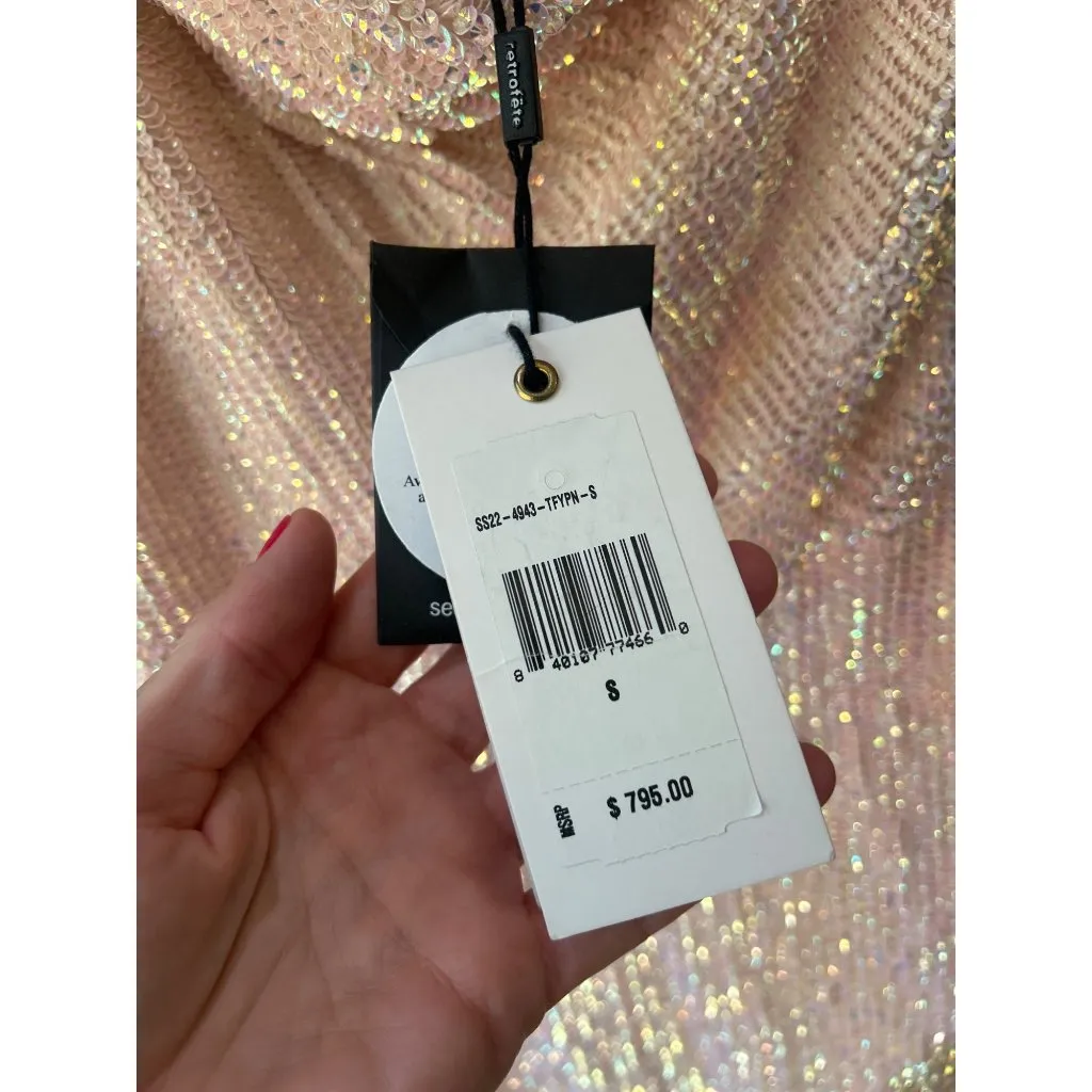 retrofete Katya Sequin Evening Gown Dress Taffy Pink Womens Size Small - Image 12
