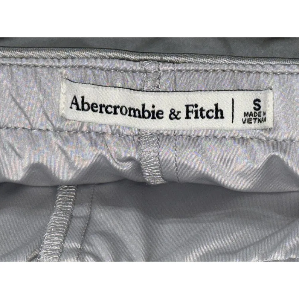 Abercrombie & Fitch Silver Gray Grey Satin Zip Up Mini Skirt Skort Shorts Size S - Image 4