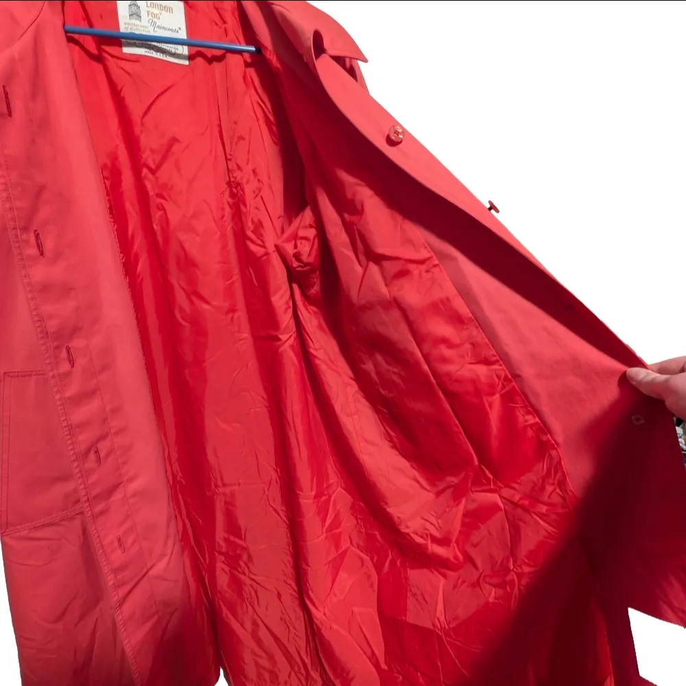 Vintage London Fog Coral Red Maincoat Raincoat Made in USA - Image 13