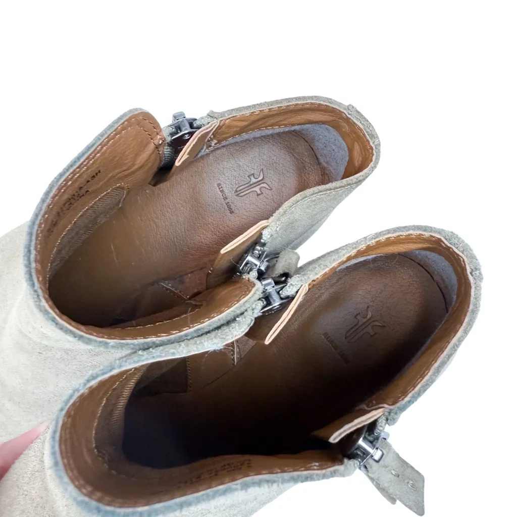 Frye Judith Double Zip Suede Ankle Booties Tan Ash Size 6.5 - Image 12