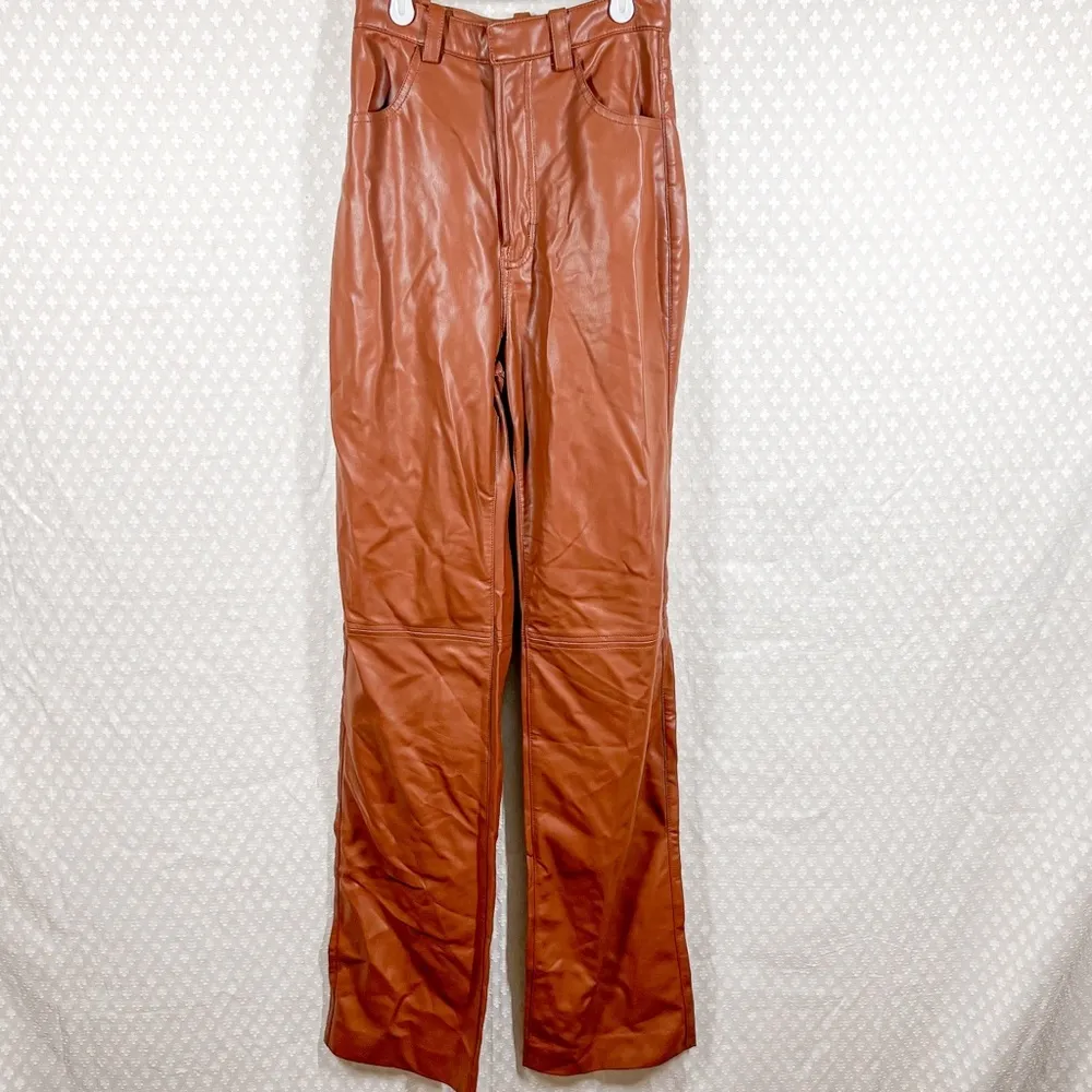 House‎ Of CB Brown Faux Leather High Rise Pants - Image 2