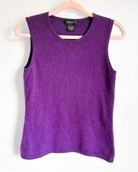 Lord & Taylor Petite Dark Purple Cashmere Sleeveless Sweater Size undefined - Image 1