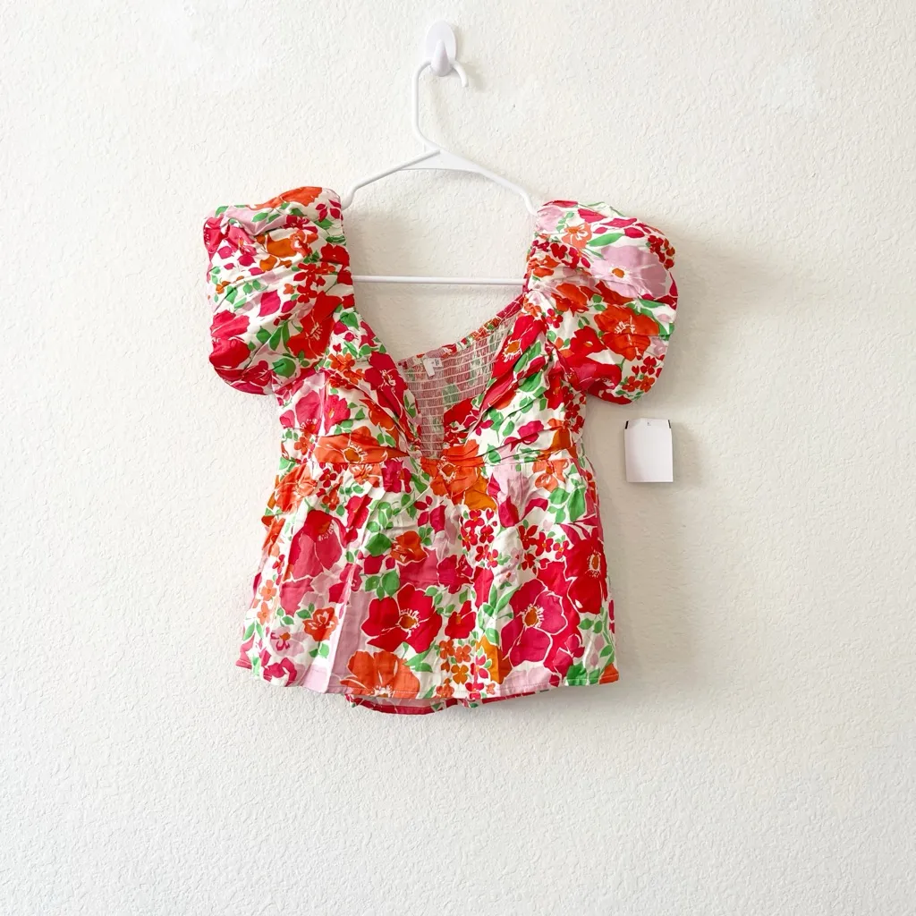 ASTR the‎ Label Nalda Blouse Floral Pink Puff Sleeve Size M NWT Revolve - Image 3