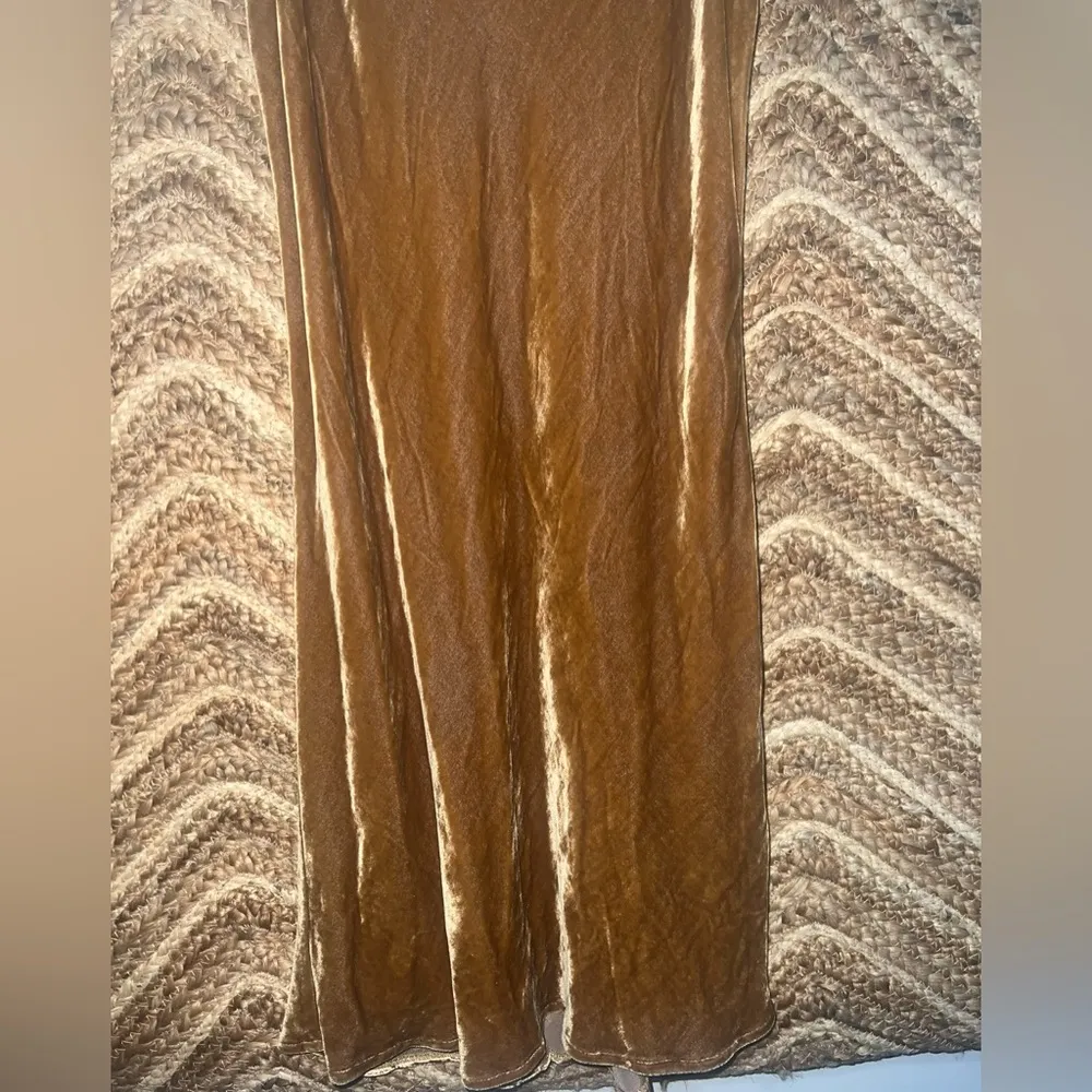 Reformation Women's Gold Velvet Slip Dress,Mini Dress,Sleeveless,Size S - Image 2