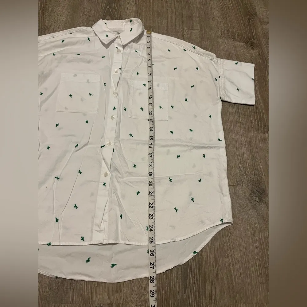 Madewell Embroidered Cactus Courier Shirt Womens XS Eyelet White Oversized - Image 2