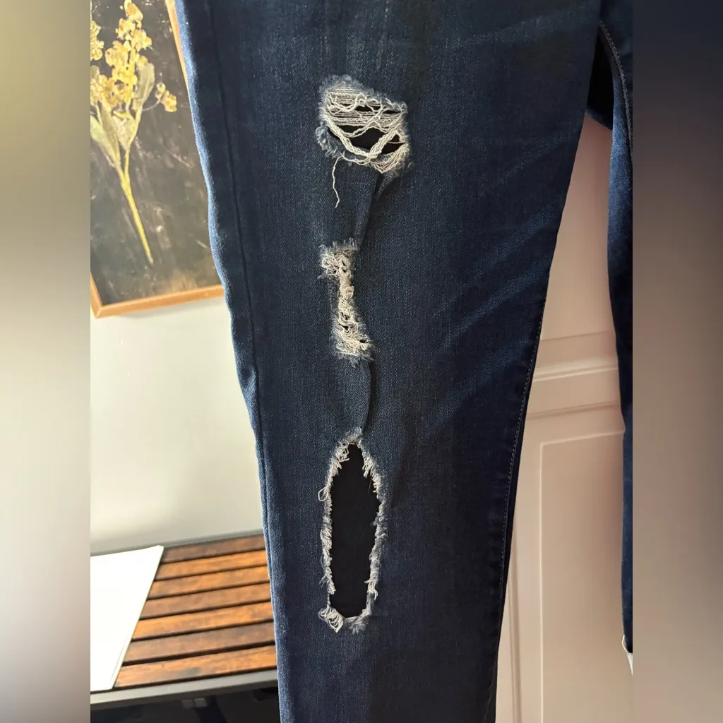 a.n.a Patched Distressed Blue Jeans - Image 3