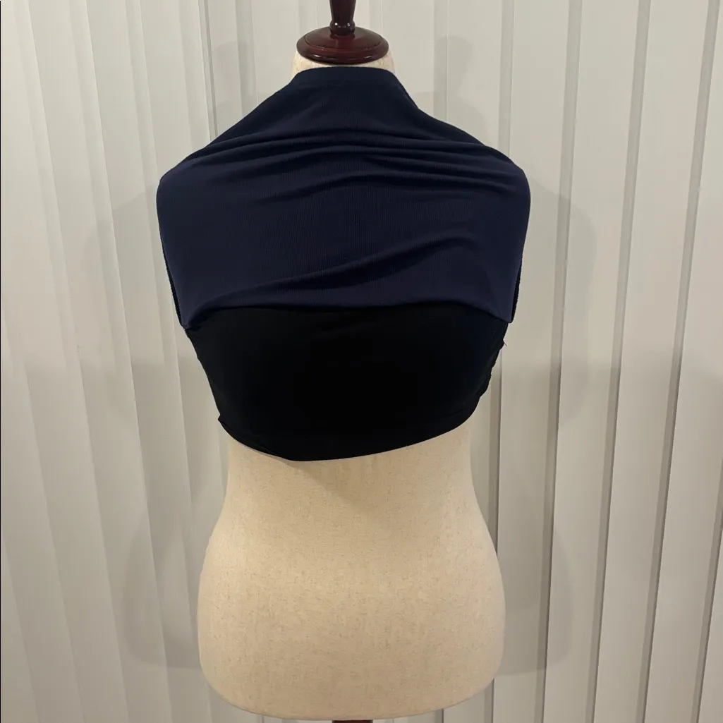 Ogl navy blue cropped square neck brami tank top open back size medium - Image 6