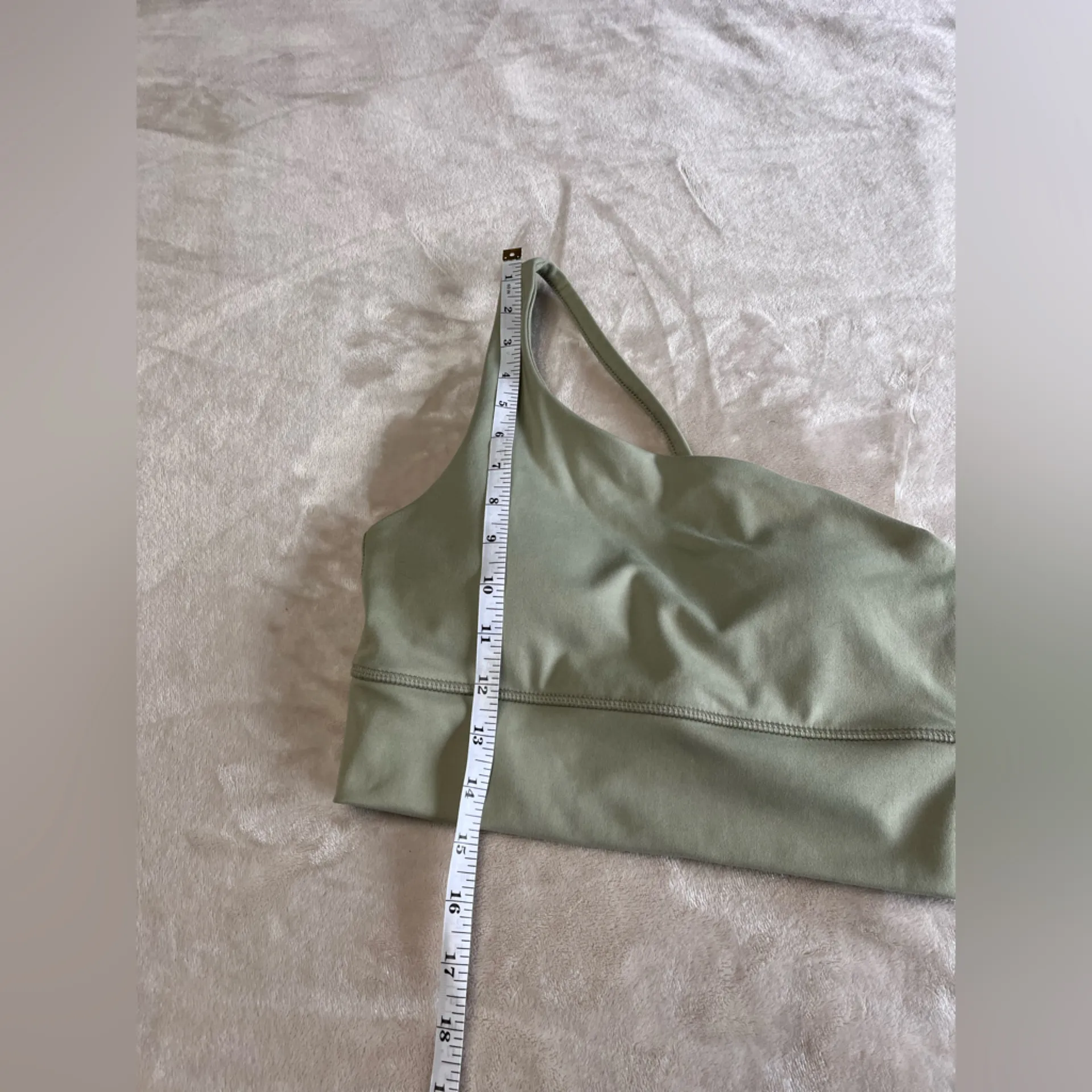 Sage Green One Shoulder Padded Push Up Sports Bra Danskin Athletic Crop Sz S EUC - Image 7