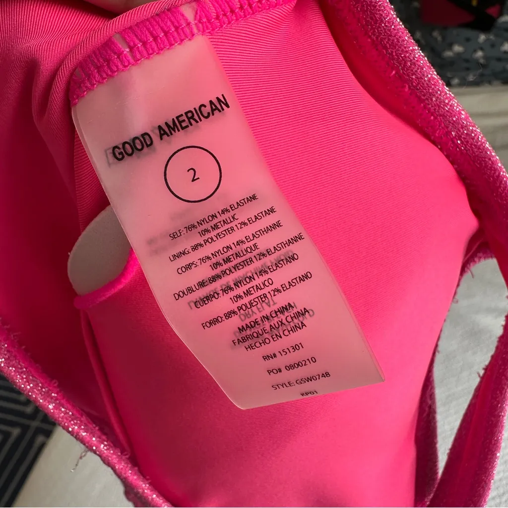 Good American Modern Tank Sparkle Metallic One-Piece Pink Swimsuit Medium - Image 5