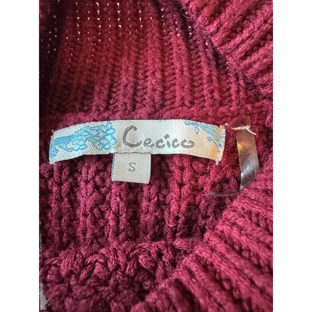 Cecico Maroon Knit Sleeveless Turtleneck Sweater Vest Size Small Acrylic Fall - Image 4