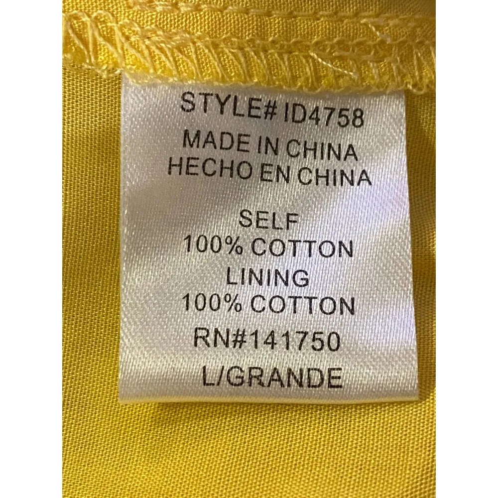 Orange Creek Los Angeles Dress Womens L NEW Yellow Black Polka Dot Modest - Image 7