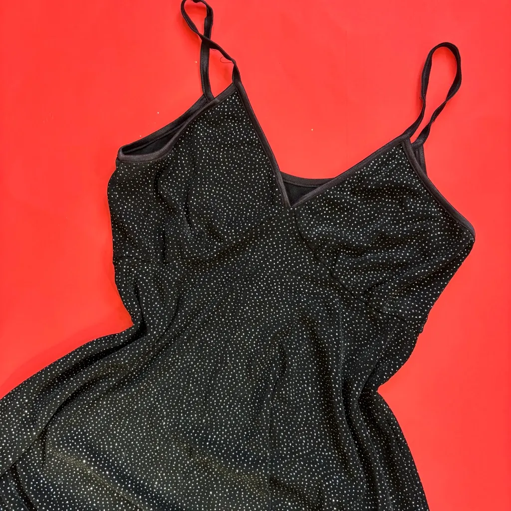 Vintage 90s Black and Silver Sparkle Mini Cocktail Dress - Image 2