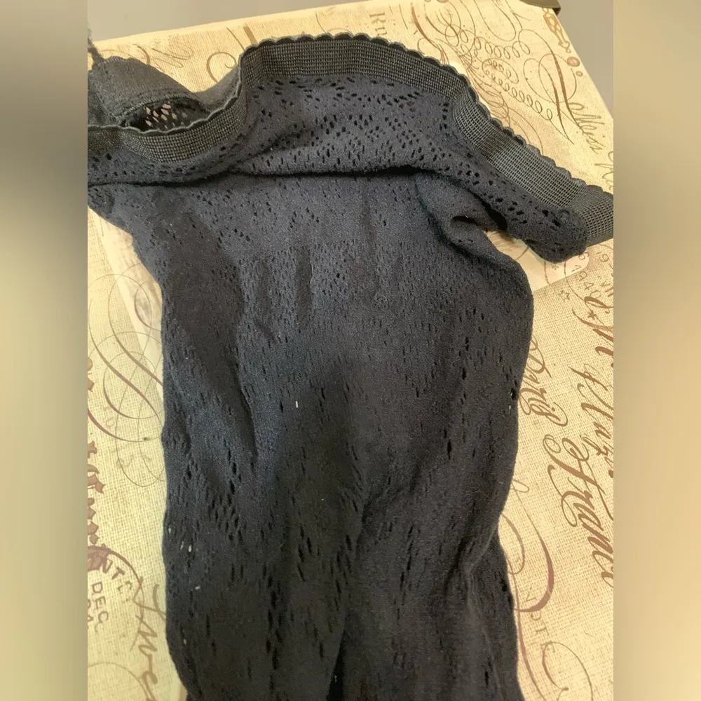 Black Lace Fishnet Footless Tights - Image 5