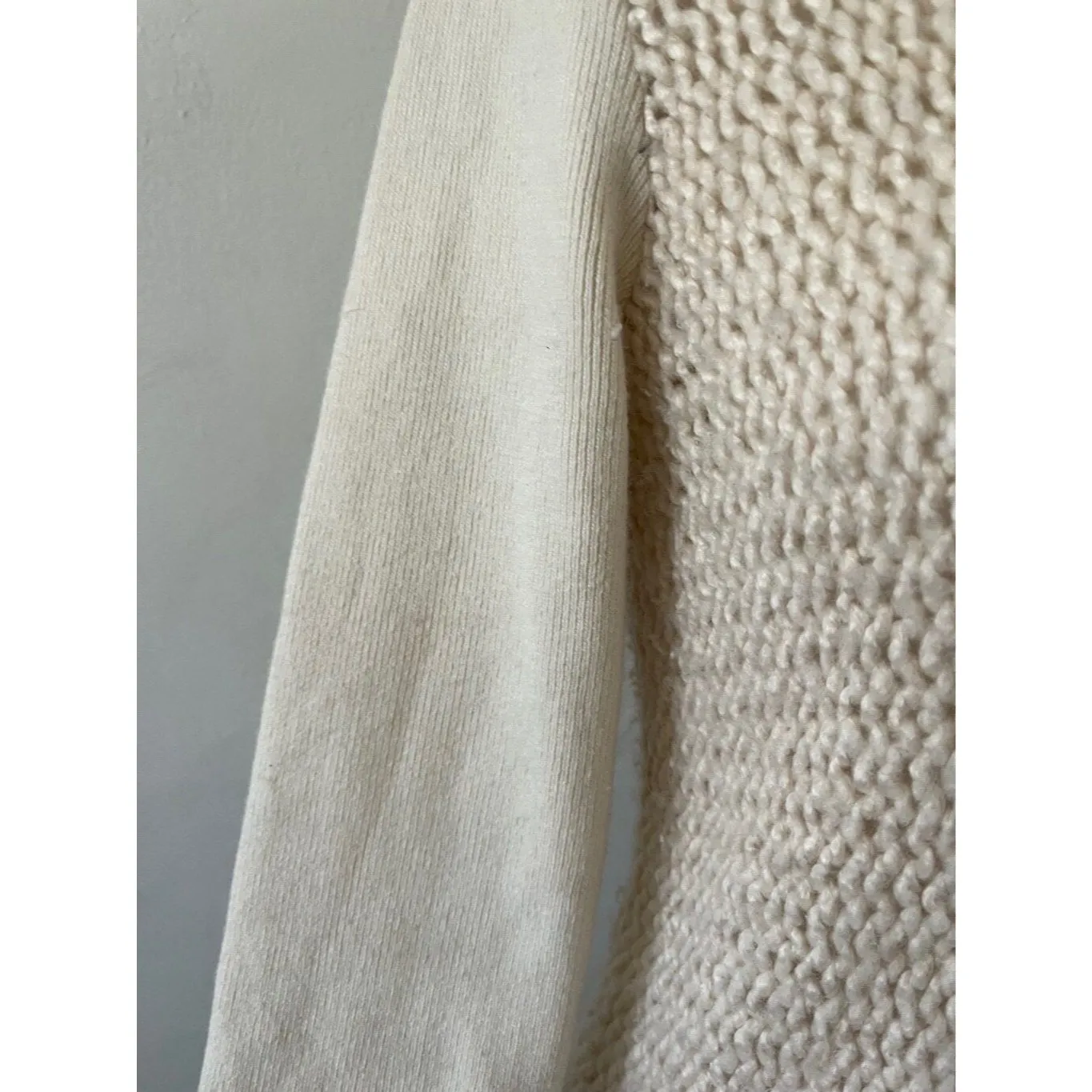 Club Monaco wool sweater size Small waffle knit Winter Cozy Weather Layers Cream - Image 6