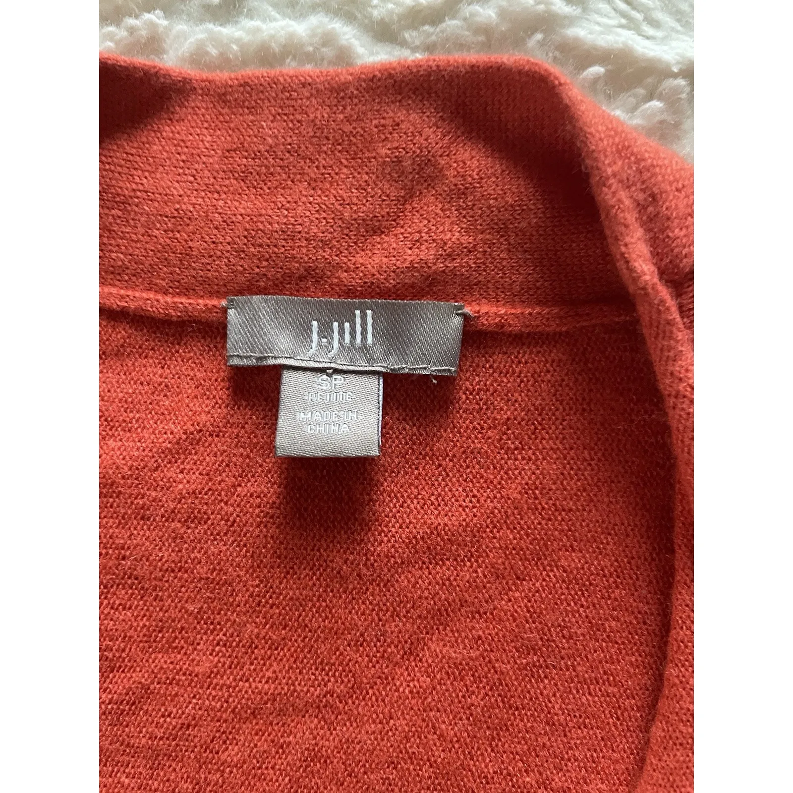J Jill Solid Orange Petite Small Longsleeved Open Front Cardigan PS Viscose Size undefined - Image 2