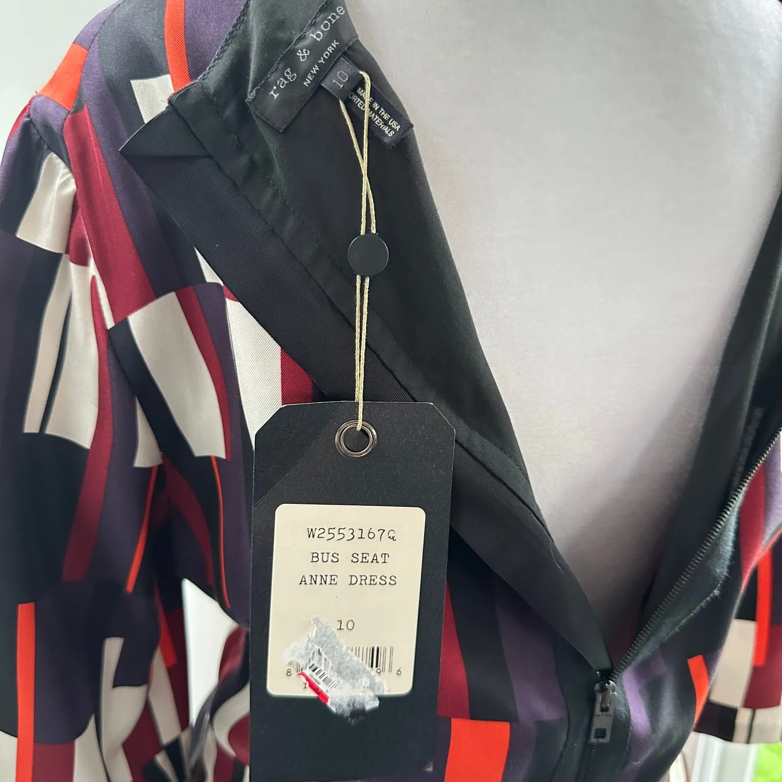 Rag & Bone NWT Silk Anne Bus Seat Bold Modern Retro A-Line‎ Dress Sz 10 / Large - Image 8