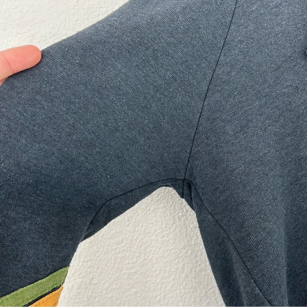 Aviator Nation Bolt Stitch Chevron Split Neck Pullover Crop Hoodie grey medium - Image 2