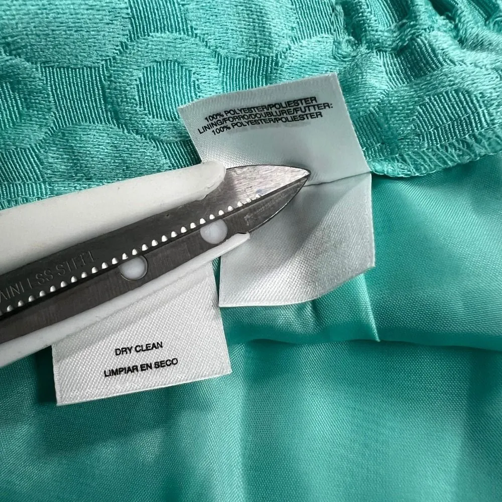 LE SUIT Seafoam Skirt Suit Set Size 22W Circle Pattern Elastic Waist SEE DESCRI - Image 3