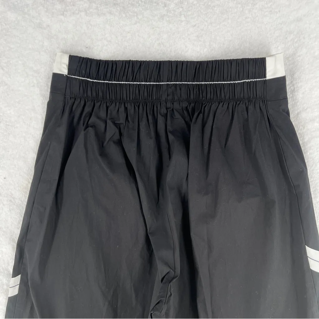 Ozai N Ku Wide Leg Pants Ribbon Appliqué Asymmetric Cutout Hem Zip Elastic Waist Black Size M - Image 8