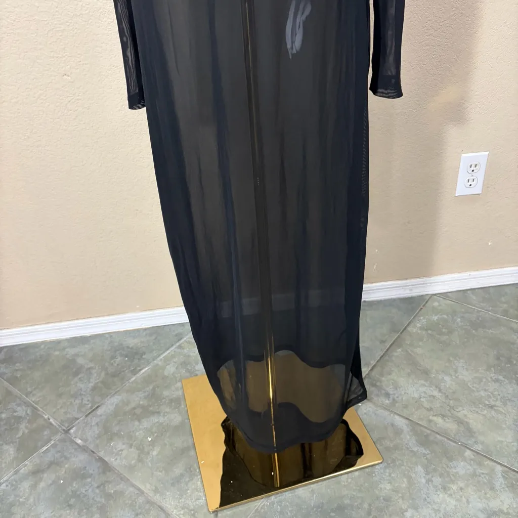 GOOD AMERICAN Mesh Maxi Black Dress Women's Sz 5 Thumbhole Sexy Grunge - Image 5