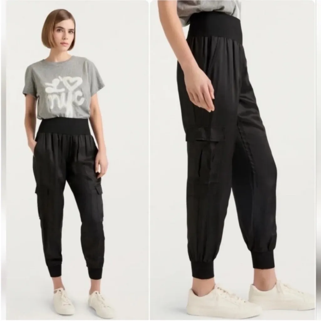 Cinq A Sept Giles Satin Jogger Pant Size Small Black - Image 2