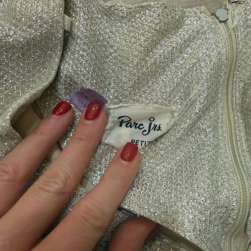 Vintage 70s Silver Metallic Disco Dress | Parc Jrs Petite Sunburst Pleat Mini Size undefined - Image 3