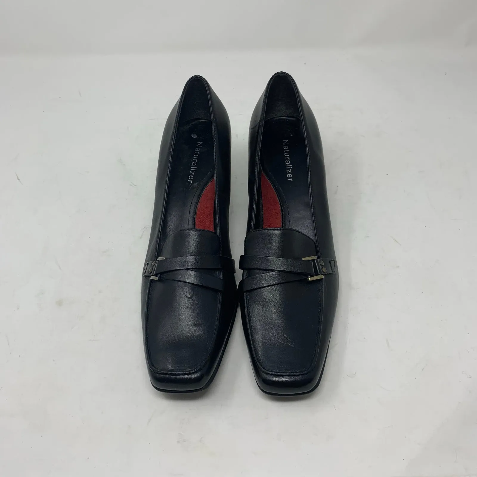 Naturalizer Black Leather Kitten Heel Pump Loafer Square Toe Y2K Size 8 Classic - Image 7